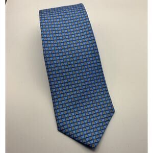 Brooks Brothers Silk Tie Blue Geometric Italian Fabric USA Made Classic